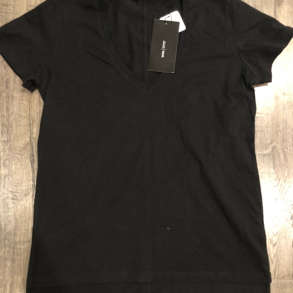 NWT Zara shirt V neck black s small